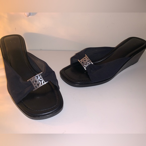 Brighton Isabel Women’s Size 9M Wedge Sandals Black W Silver Hardware-Italy - Picture 7 of 8